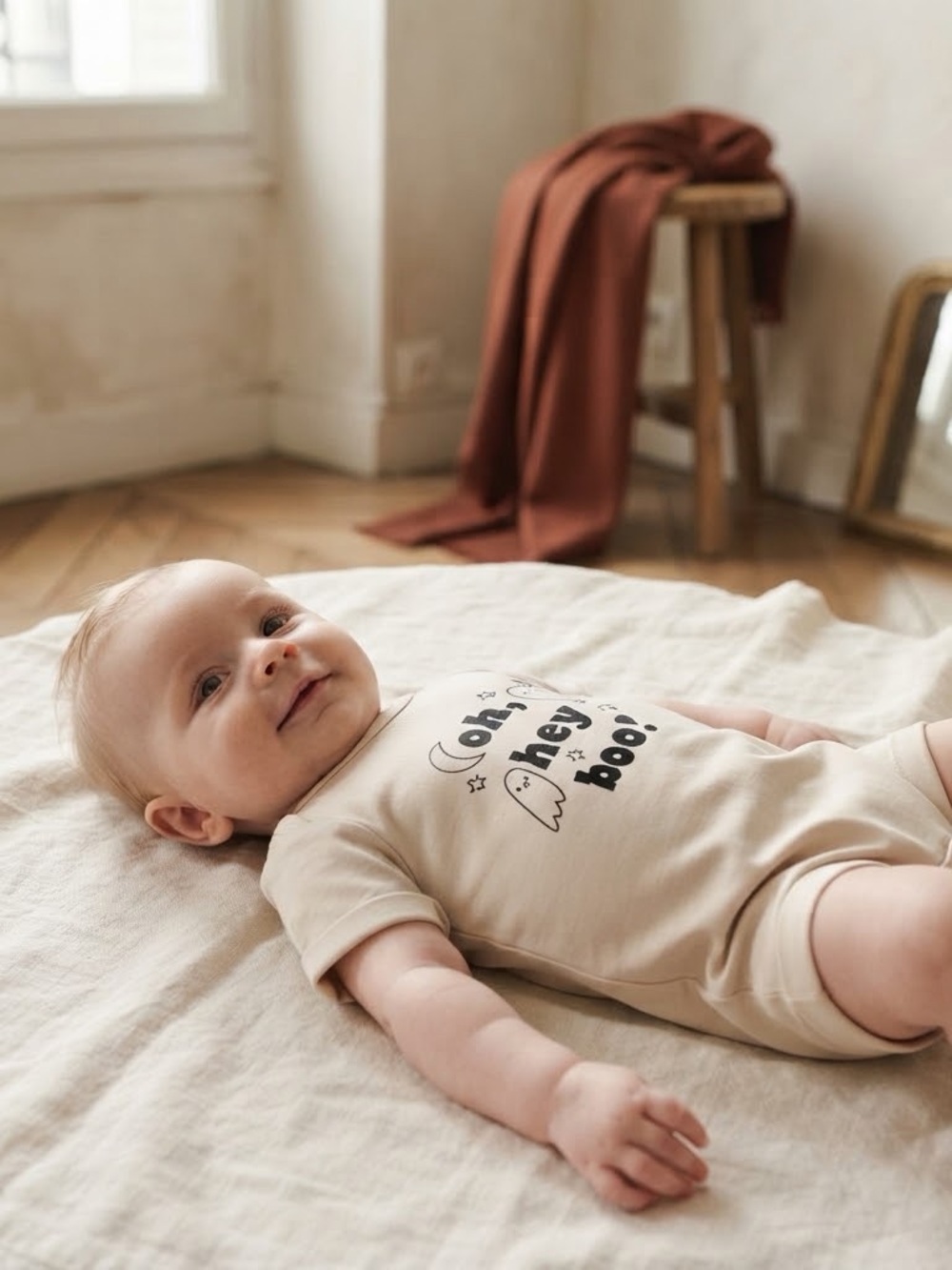 Cat & Jack Halloween "Oh Hey Boo!" Cream T-Shirt Romper